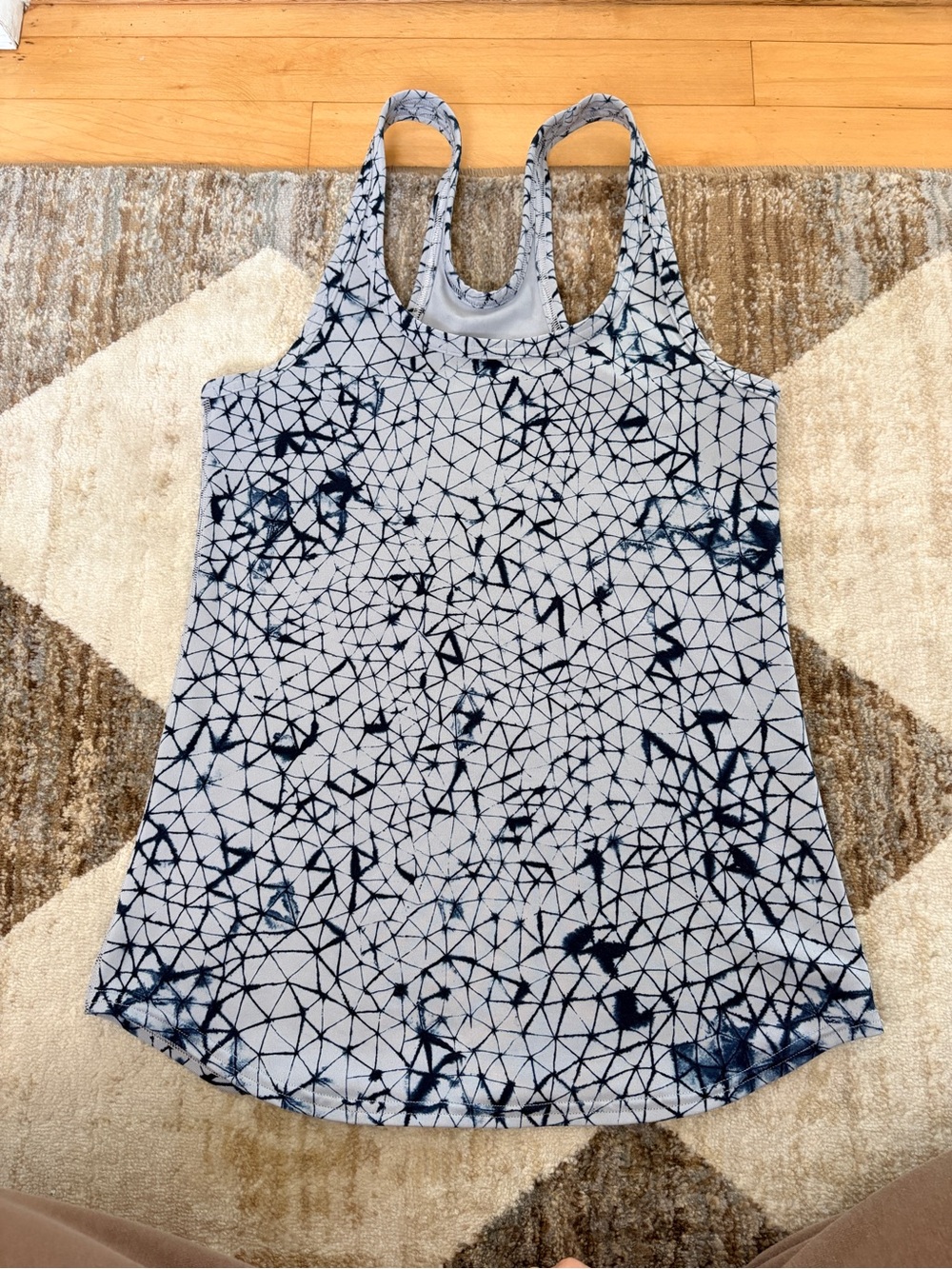 lululemon athletica Light Gray Racerback Tank with Navy Geometric Print